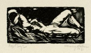 Liegendes weibliches Modell von Henry Nielsen