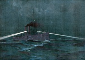 Durchsetzung der Neutralitätsgesetze mit Spanien, der Kreuzer Montgomery und das Kanonenboot Annapolis patrouillieren in kubanischen Gewässern auf der Suche nach einem Filibusterschoner von Henry Reuterdahl