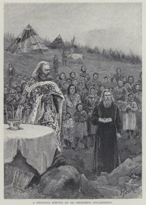 Ein Gottesdienst in einem Orozhanni-Lager von Henry Sandham