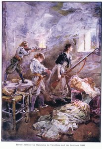 Heroische Verteidigung durch Madeleine de Vercheres und ihre Brüder 1692, ca. 1920