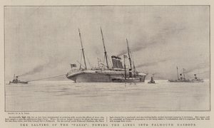 Die Bergung der Paris, Schleppen des Liners in den Hafen von Falmouth von Henry Scott Tuke
