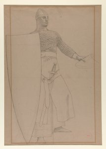 Ohne Titel [Graphitstudie der Wanddekoration im Sitzungssaal des Prudential Life Insurance Gebäudes in Newark, New Jersey] von Henry Siddons Mowbray