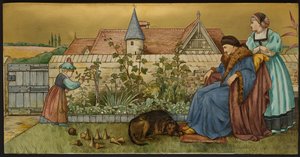Ohne Alles, Plakette mit einer Illustration aus Shakespeares Sieben Lebensalter, Minton Ware, Staffordshire, 1874