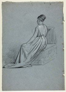 Sitzende Frau, die nach links schaut