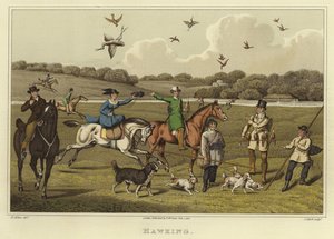 Falknerei (Chromolithografie) von Henry Thomas Alken