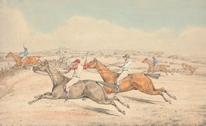 Hindernisrennen: Das Feld kommt zu einem Graben von Henry Thomas Alken
