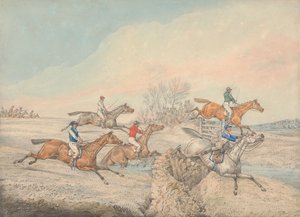 Hindernisrennen: Das Feld nimmt eine Steinmauer und ein Tor von Henry Thomas Alken