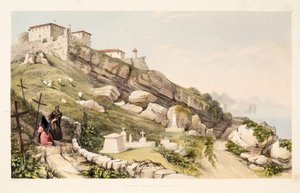 Grabstätte britischer Offiziere auf dem Schlossberg von San Sebastian, aus Skizzen der Landschaft in den baskischen Provinzen Spaniens, mit einer Auswahl nationaler Musik, veröffentlicht 1838