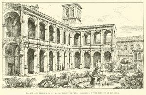 Palast und Basilika von St. Markus, Rom, die päpstliche Residenz zur Zeit des Hl. Ignatius (Gravur)