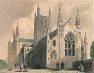Kathedrale von Worcester, Nordwestansicht, 1836