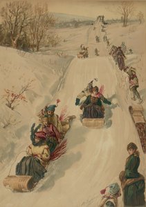 Schlittenfahren, von L. Prang und Co., 1886 von Henry after Sandham