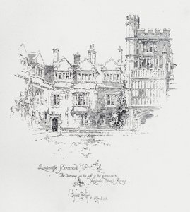 Brasenose College, Oxford, zeigt den Eingang zu den Zimmern des englischen Geistlichen und Schriftstellers Reginald Heber von Herbert (after) Railton