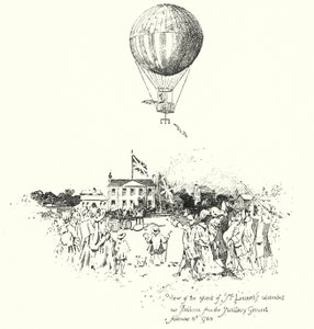 Ansicht des Aufstiegs von Mr. Lunardis berühmtem Heißluftballon vom Artillerieplatz von Herbert (after) Railton