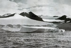 Ein Gletscher kalbt am Kap Crozier, um 1911