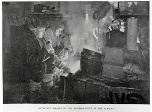 Oates & Meares am Blubberherd in den Ställen, 1911 von Herbert Ponting