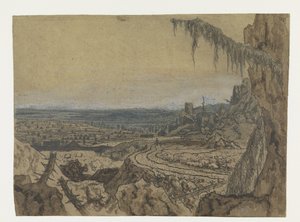 Ferne Ansicht mit einer Straße und moosigen Ästen von Hercules Segers