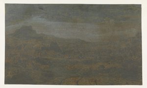 Tal mit einem Fluss und einer Stadt mit vier Türmen