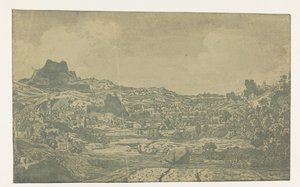 Tal mit einem Fluss und einer Stadt mit vier Türmen von Hercules Segers