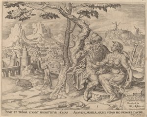Juda gibt Tamar das Pfand von Herman Jansz Muller after Maerten van Heemskerck