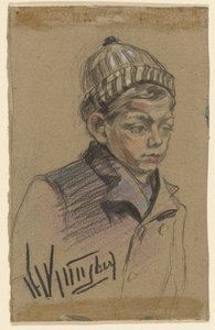 Junge mit Jacke und Mütze von Herman Kruyder (signed by artist)