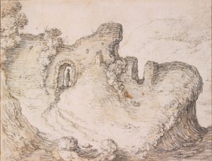 German Saftleven (1609-1685), um 1650 „Ruine in Form eines Männergesichts im Profil“, Zentralmuseum Utrecht, Niederlande von Herman Saftleven