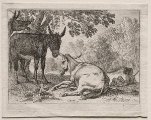 Tiere in Landschaften: Esel von Herman van Swanevelt