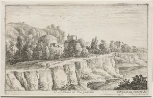 Verschiedene Ansichten in und um Rom: St. Adriano in der Via Flaminia von Herman van Swanevelt