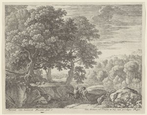 Heilige Familie mit Esel und Cherubinen von Herman van Swanevelt