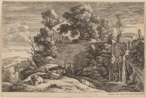 Die Spinnerin und vier Kühe von Herman van Swanevelt