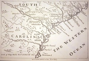 Karte von South Carolina im Jahr 1730
