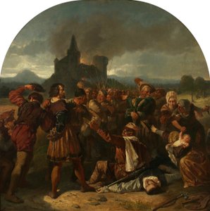 Episode aus dem deutschen Bauernkrieg (Graf Helfenstein am Fuße seiner brennenden Burg, von Bauern verhöhnt) von Hermann Eichler