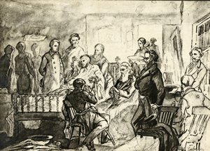 Abraham Lincoln auf seinem Sterbebett, ca. 1865