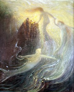 Bühnenbild für die Oper „Les filles du Rhine“ von Richard Wagner, geschaffen 1869: Gemälde von Herman Hendrich. Wagner-Museum Bayreuth von Hermann Hendrich
