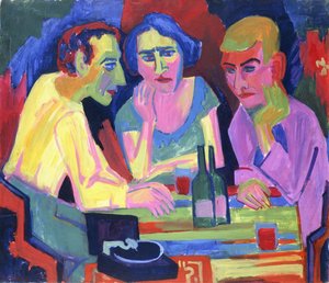 Drei Personen an einem Tisch, 1924 von Hermann Scherer