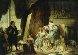 Van Dyck in seinem Atelier, ein Porträt von Charles, Prinz von Wales, Sohn von Charles I., malend, 1876