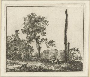 Landschaft mit hohem Pfahl von Hermanus Fock