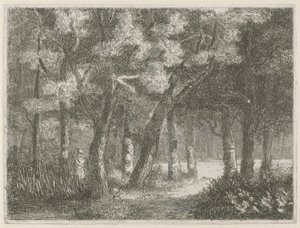 Jäger und sein Hund im Wald von Hermanus Jan Hendrik van Rijkelijkhuysen