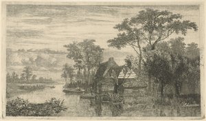 Flusslandschaft mit Anglern