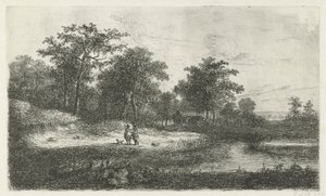 Zwei Jäger bei einem Teich von Hermanus Jan Hendrik van Rijkelijkhuysen
