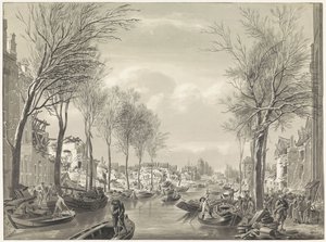 Reparaturarbeiten am Steenschuur nach der Katastrophe, 1807 von Hermanus Numan (possibly)
