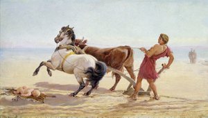 Odysseus pflügt den Sand des Meeres
