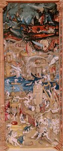 Flämischer Wandteppich. Serie Vier Wandteppiche nach Hieronymus Bosch. Der Garten der Lüste. Vierter Wandteppich der Serie. Modell inspiriert von der Arbeit von Hieronymus Bosch. Herstellung Unbekannte Werkstatt, Brüssel. Vor 1560. Stoff Wolle