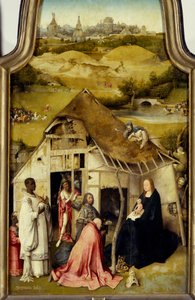 Anbetung der Könige Triptychon (Detail des zentralen Panels) von Hieronymus Bosch