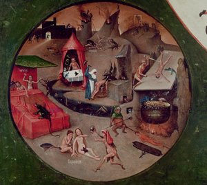 Tischplatte der Sieben Todsünden und der Vier Letzten Dinge, Detail der Hölle, ca. 1480 von Hieronymus Bosch
