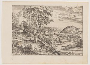 Cephalus und Procris, aus Landschaften mit biblischen und mythologischen Szenen von Hieronymus Cock