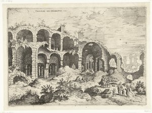 Dritter Blick auf das Kolosseum in Rom (Römische Ruinen) von Hieronymus Cock