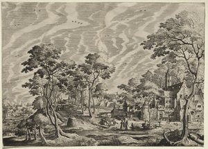 Landschaft mit einem Schloss rechts, 1630