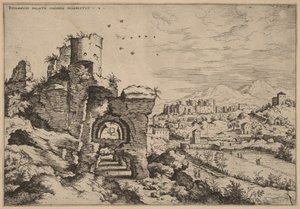 Ruinen auf dem Palatin, Blick auf die Caracalla-Thermen von Hieronymus Cock