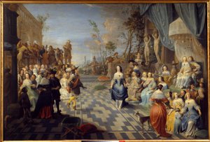 Ball auf der Terrasse eines Palastes