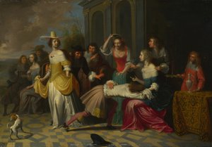 Damen und Herren spielen La Main Chaude, ca. 1655-1665